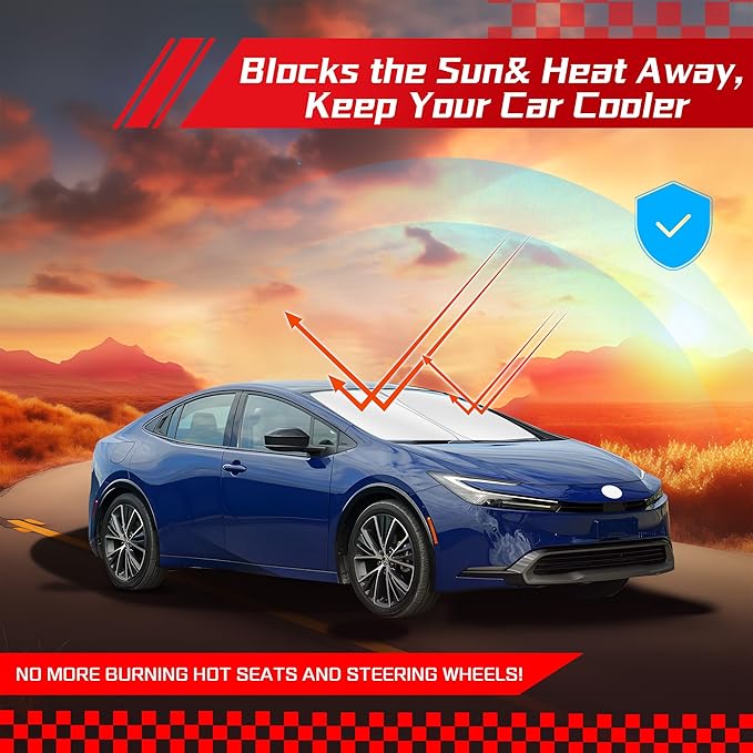 ARISMOTOR Windshield Sun Shade for Toyota Prius/Prius Prime Hatchback 2023-2025, Custom Fit Foldable Front Window Sunshade Sun Visor Protector, Block UV Rays Keep Your Car Cooler