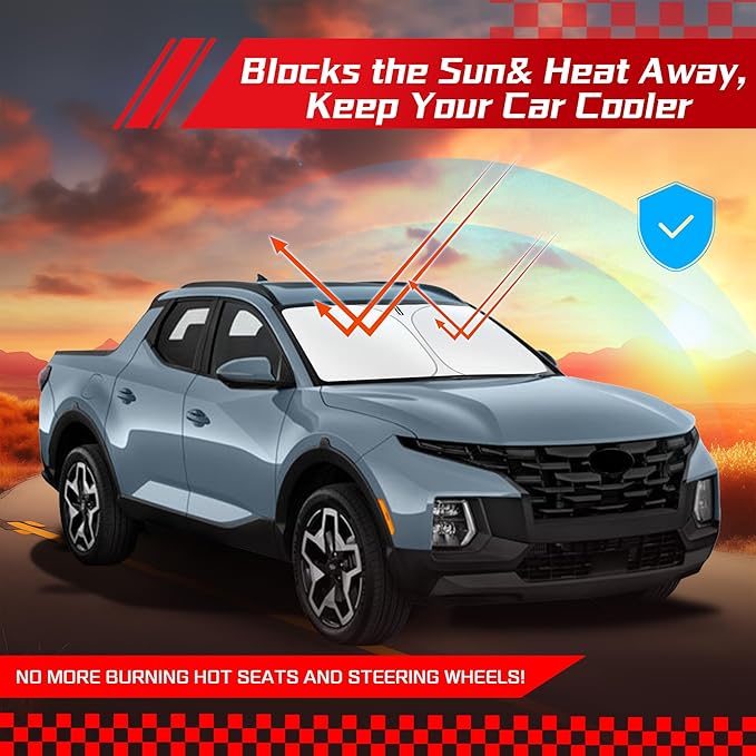 ARISMOTOR Windshield Sun Shade for H-yundai Santa Cruz 2022-2025, Custom Fit Foldable Front Window Sunshade Sun Visor Protector, Block UV Rays Keep Your Car Cooler
