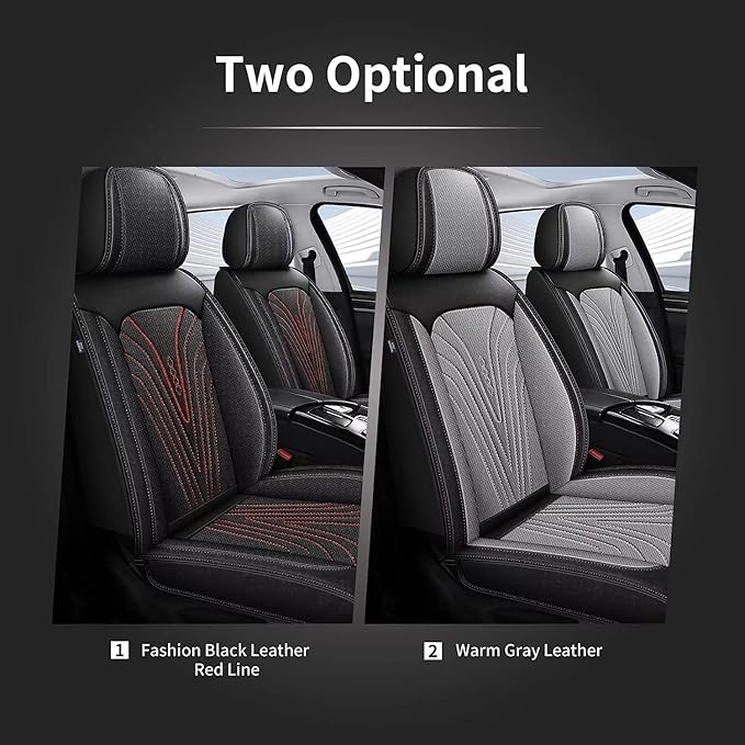 Car Seat Covers Fit for Toyota Camry 2012-2025 Faux Leather Automotive Seat Covers Breathable Waterproof Seat Cushions Compatible with Airbag (5 Seats,Black&Gray)