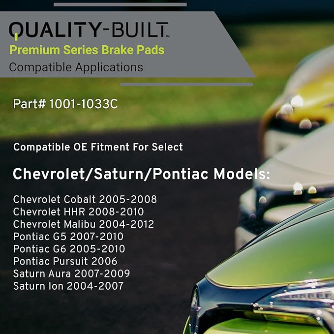 Premium Ceramic Rear Brake Pads (1001-1033C) Compatible with 2004-2012 Chevrolet/Pontiac/Saturn (Aura/Cobalt/G5/G6/HHR/Ion/Malibu/Pursuit)