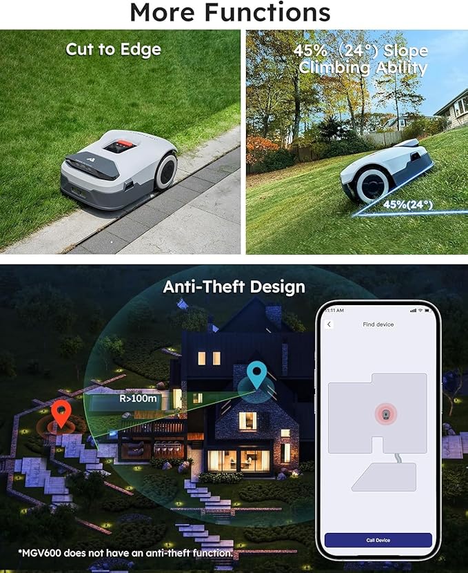 Genie1000 Robot Lawn Mower - NO Wire, Full Band RTK+4-Eye Vision Robotic Lawnmower for 0.51 Acre, Auto Mapping, Multi-Zone Management, Accurate Obstacle Avoidance, Intelligent Path Planning