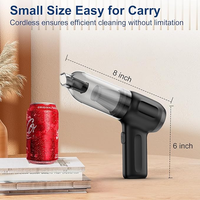 Fanisic Mini Car Vacuum, Cordless Handheld Vacuum Cleaner Rechargeable, 15000PA Strong Suction, 3 in1 Dust Buster/Air Blower/Hand Pump for Car/Keyboard/Home/Office, Inflate/Deflate Swim Ring