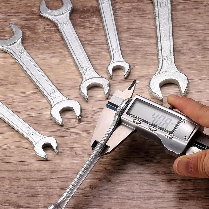 HARFINGTON 5pcs Double Open End Wrench 12mm x 15mm Metric 15 Degree Offset Angle Small Flat Head Wrench Galvanizing Open Ended Spanner for Automotive Repair Furniture Assembly