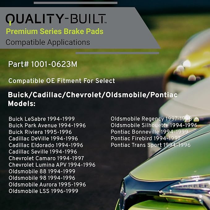 Premium Semi-Metallic Front Brake Pads (1001-0623M) Compatible with 1994-1999 Buick/Cadillac/Chevrolet/Pontiac (Aurora/Bonneville/Camaro/DeVille/Eldorado/Firebird/LeSabre & More)
