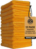 Chemical Guys MIC_506_12 Professional Grade Premium Microfiber Towels, Gold (16 Inch x 16 Inch) (Pack of 12) - Safe for Car Wash, Home Cleaning & Pet Drying Cloths