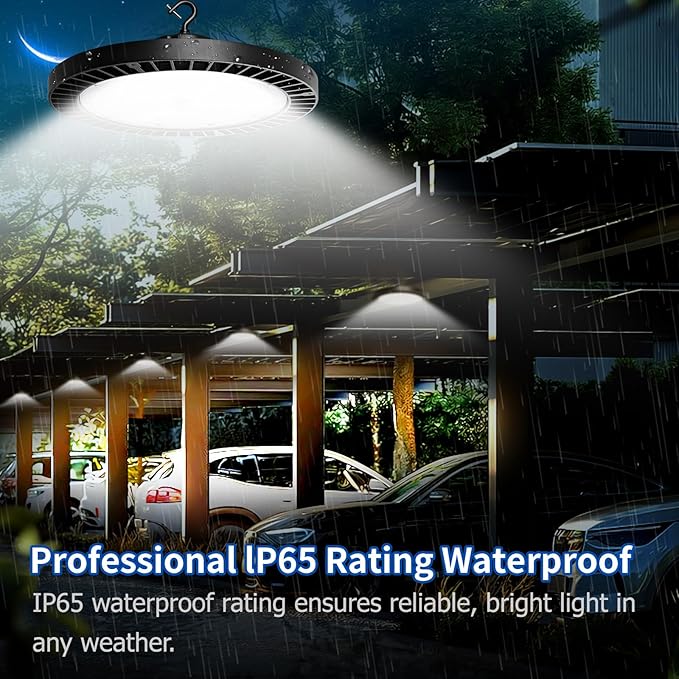 0-10V Dimmable UFO LED High Bay Light,3 CCT Selectable LED Shop Lights with US Plug,240W Power Tunable Garage Light,Waterproof Commercial Bay Lighting for Warehouse Workshop Barn,Pack of 1