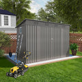 4x9 FT Outdoor Storage Shed,Metal Shed W/Window,Garden Storage Shed W/ 6 Air Vents & 2 Swing Doors,Weatherproof Tool House W/Sloped Roof,for Backyard Patio Lawn,Gray
