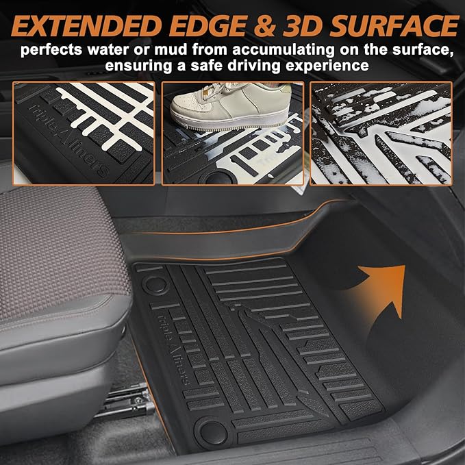 TripleAliners All-Weather Mats Compatible with 2025 Nissan Kicks Accessories Floor Mat Liners & Rear Trunk Cargo Mat & Seat Back Protector Full Set High Wall Protection TPE Custom Fit (For SV SR Trim)