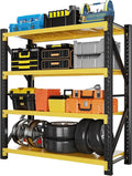 5000LBS Garage Shelving 59" W Garage Shelving Heavy Duty 4-Tier Metal Storage Shelves Adjustable Shelf Unit Storage Rack for Basement Supermarket Warehouse 59" W x 20" D x 78" H Yellow
