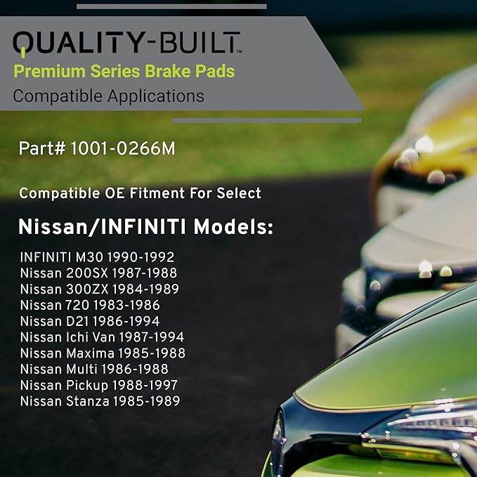 Premium Semi-Metallic Front Brake Pads (1001-0266M) Compatible with 1983-1997 INFINITI/Nissan (200SX/300ZX/720/D21/Ichi Van/M30/Maxima/Multi/Pickup/Stanza)