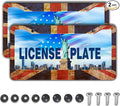 License Plate Frame Multicolor License Plate Protector Great Britain Vintage Old Flag Aluminum Metal Car Accessory 2 Pack with Screw Covers Set