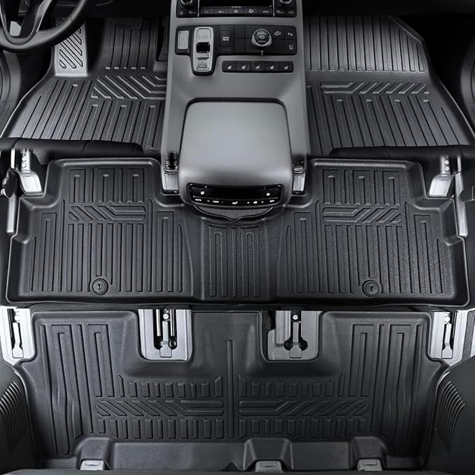GALVAGNIATE Floor Mats for 2020-2024 2025 Hyundai Palisade 7-seat/8-seat Trunk Mat with Backrest Mat, All Weather TPE Cargo Liner Lower Cargo Mat for Palisade Accessories