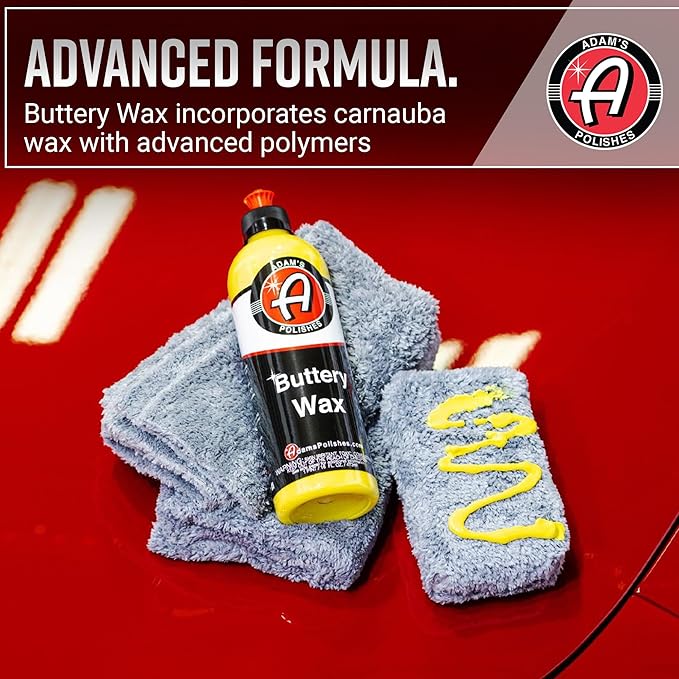 Adam's Buttery Car Wax Kit - Pure Carnauba Wax For Car Detailing Liquid Wet Wax After Car Wash For Shine, Gloss, & Paint Protection - Use W/ Car Cleaning Kit On Car, Boat RV & Motorcycle