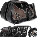 Motorcycle Saddlebags, 30L Leather Waterproof Side Saddle Bags with Cup Holder, Universal Powersports Saddlebags for Harley Davidson Sportster Dyna Softail Honda Shadow Rebel Yamaha Kawasaki Vulcan