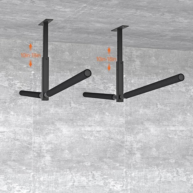 Double Kayak/Ladder Ceiling Storage Rack, Hi Port 2 Ladder Hanger Overhead Garage Kayak Ladder Rack, Holds 200 lbs, Adjustable Height Design, Black
