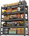 48" W Garage Shelving 3800Lbs Storage Shelves Heavy Duty 5 Tier Adjustable Metal Shelving Unit Garage Shelves for Basement, Warehouse, Commercial 48" W X 78" H X 18" D, Black