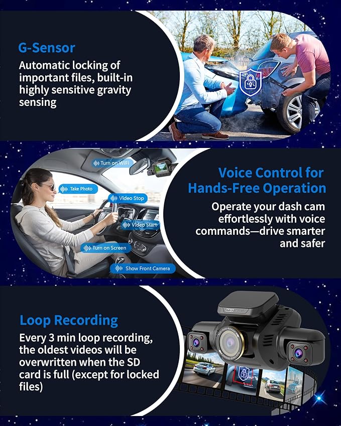 360° View 5 Channel Dash Cam Front and Rear with AI Driver Monitor System DMS, 4K Dash Camera for Cars, Built-in GPS WiFi Night Vision, Dashcam with 128G Card, 24/7 Parking Monitor Mode, V8 Ultra-5CH