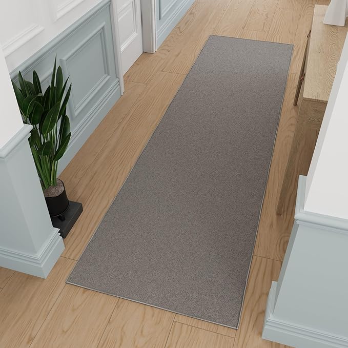 Ottomanson Hallway Runner Rug 2'7" x 9'10" Non Slip Solid Area Rugs Easy to Clean Laundry Rug Runner Durable & Pet Friendly Floor Carpet Runners for Hallways Entryway Living Room Kitchen, Gray