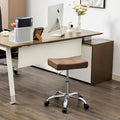 Ergonomic Desk Stool with Wheels (Adjustable Height 17"-21") (300lbs Capacity) Faux Leather Office Stool (Coffee Brown)