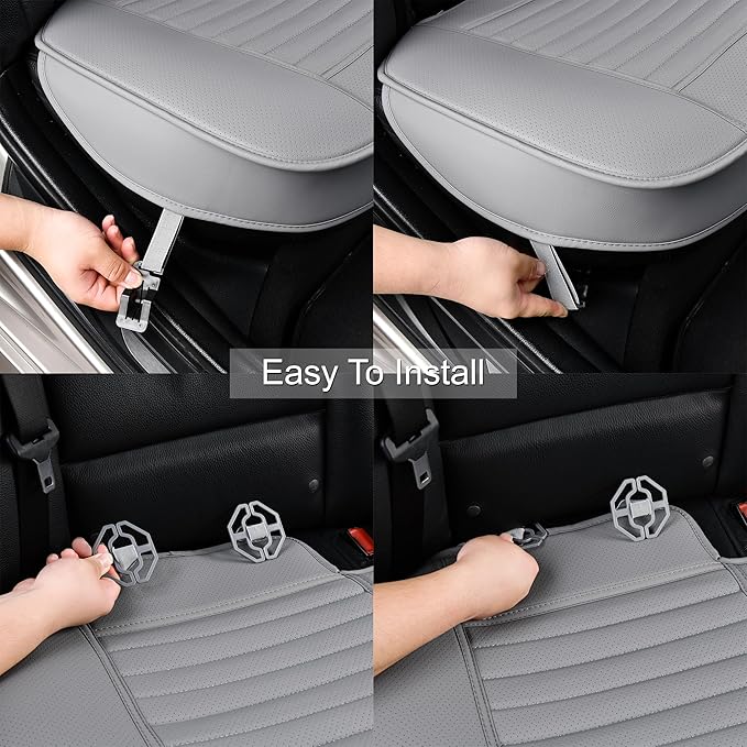 Back Seat Covers, Rear Seat Cushions, Auto Bench Protector with Breathable PU Leather and Non-Slip Bottom Universal for 4 Season (Gray, 61" x 20. 5")