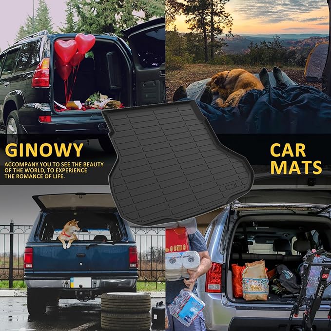 GINOWY-Floor Mats & Cargo Liner for Kia K4 2025, TPE All Weather Car Mats Custom for Kia K4 Floor Liners Cargo Trunk Mat Accessories Black