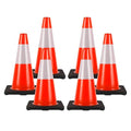 Traffic Cones 18 inch 6 Pack Heavy Duty Safety Cones Orange with Reflective Collars Fit Parking Lot,Driveway Road Traffic Control Construction Sport Cones