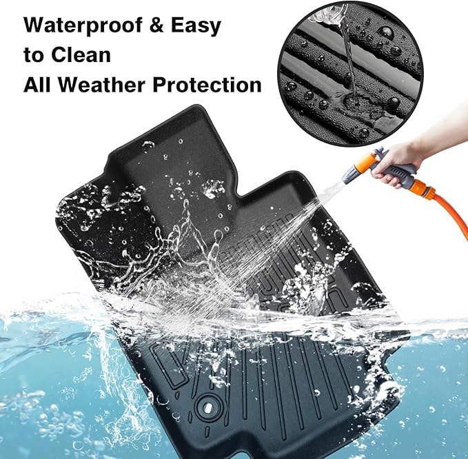 Powerty Floor Mats for 2023 2024 2025 Lexus RX RX350 RX350h RX500h (NOT for RX450h+ PHEV) Accessories All Weather Floor Liner 3D TPE 1st & 2nd Row Floor Mat Heavy-Duty Floor Liners