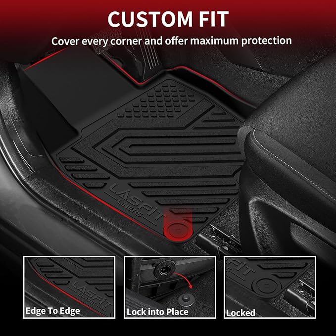LASFIT Floor Mats & Trunk Mat Fit for Mazda CX50 2025 2024 2023 (Not for Hybrid) Custom Fit CX 50 Floor Liners TPE All Weather Car Mats Accessories, 1st & 2nd Row & Cargo Mat for CX-50-Black