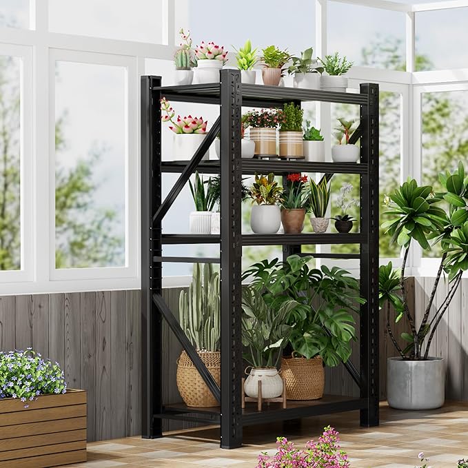 3000LBS Garage Shelving 32" W Garage Shelving Heavy Duty 4-Tier Metal Storage Shelves Adjustable Shelf Unit Storage Rack for Basement Supermarket Warehouse 32" W x 20" D x 78" H Black