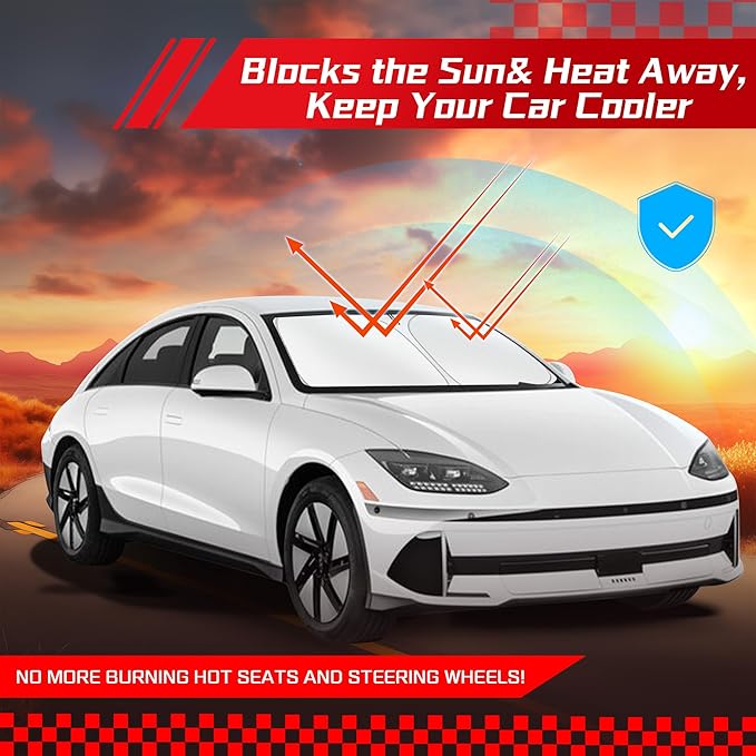 ARISMOTOR Windshield Sun Shade for Hyundai Ioniq 6 2023-2025, Custom Fit Foldable Front Window Sunshade Sun Visor Protector, Block UV Rays Keep Your Car Cooler
