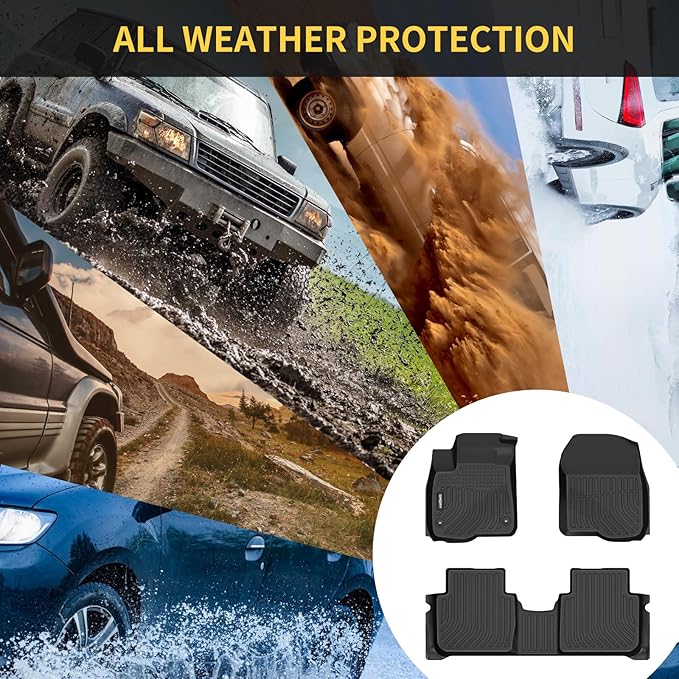 GINOWY-Floor Mats & Cargo Liner for Chevy Trax 2014-2023 & Buick Encore 2013-2023(Not for GX) TPE All Weather Trax Car Mats, Non-Slip Trunk Mat Waterproof Trax Floor Liners Accessories Black