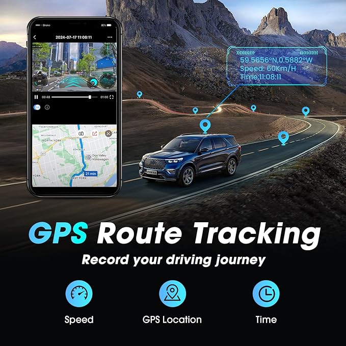 DDPAI Dash Cam Front and Rear, 4K + 1080P Dash Camera for Cars, Real 4K Dashcam with 32G eMMC, Full Color Night Vision, 5GHz WiFi 6, 7 Days Parking Mode, GPS, 3" IPS, ADAS, WDR, Loop Recording, Z60