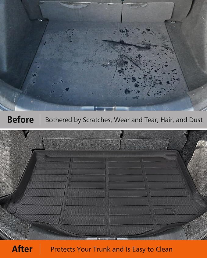 Car Floor Mats for Honda Fit : 2015-2020 (Not for Manual Transmission) Cargo Trunk Liner, Accessories All Weather Rubber Custom Fit for Honda Fit 2020 2019 2018 2017 2016 2015 SUV 5-Seat Models Black