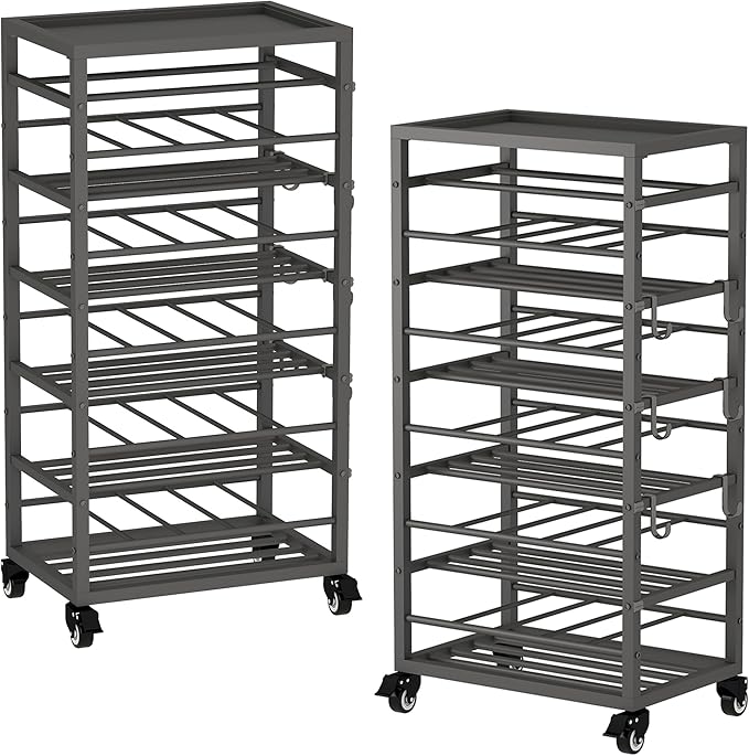 50 Can Spray Paint Rack Organizer, Metal Spray Paint Can Storage Holder, Rolling Aerosol Can Cart with Storage Shelf, for Garage, Craft Workrooms