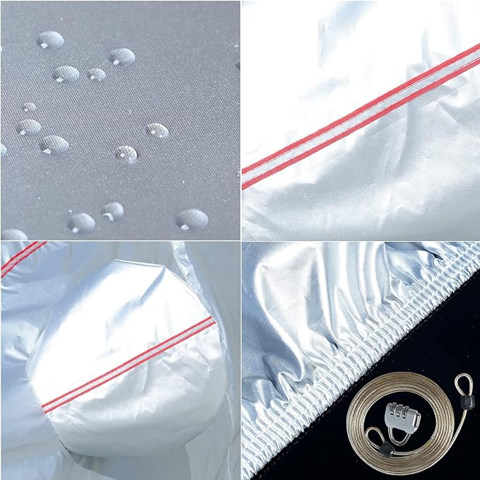 Tecoom Hard Shell Zipper Design Waterproof UV-Proof Windproof Car Cover for All Weather Indoor Outdoor Fit 206-215 Inches Full-Size SUV/Van
