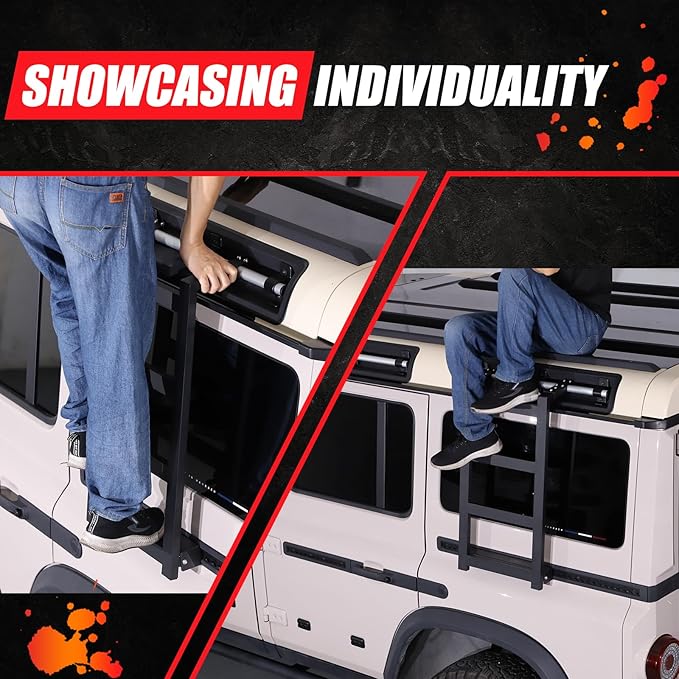 Car Roof Rack Ladder Side Access Ladder Compatible with INEOS Grenadier 2020-2024 Aluminum Alloy Side Window Roof Step Ladder Kit Left Right Universal