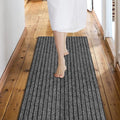 Custom Size Backed Non-Slip Area Rugs Runner, Easy Clean, Waterproof Runner Rugs for Hallway Entryway, Kitchen, Laundry, 3FT x 45FT, Gray Stripe