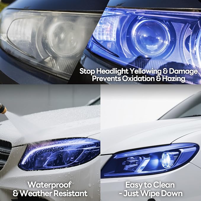 Lypumso 16 x 60 Inches Headlight Taillight Car Tint Vinyl Film, Self Adhesive Fog Lights Sticker Sheet Roll for Car Lights Cover Protection (Blue)