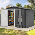 DWVO 8x6FT Outdoor Storage Shelter, Roomy Steel Tool Shed with Secure Entrances & Air Circulation for Patio, Lawn, and Backyard, Ideal for Storing Garden Gear, Lawn Tools, and Bikes, Dark Gray