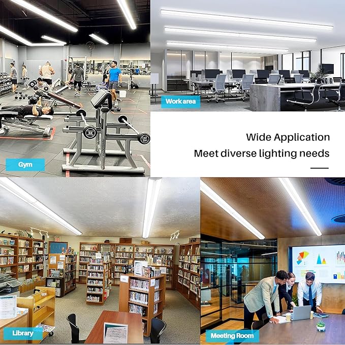 ANTLUX 8FT LED Shop Light, Ultra Slim LED Wraparound 110W [6-lamp T8 Fluorescent Equiv.], 12500LM, 6000K, Commercial 8 Foot Strip Lights, Flush Mount Garage Office Warehouse Ceiling Lighting, 6 Pack
