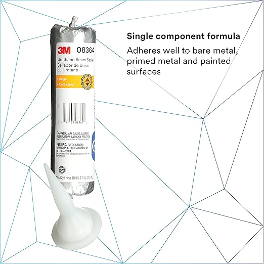 3M Urethane Seam Sealer, 08364, Beige Color, High Solids, Permanently Flexible, 310 mL/10.5 oz Foil Pack