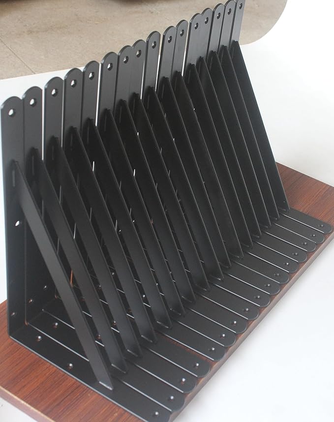32 Pack L11 x H 8" Black Heavy Duty Shelf Brackets with Screws Metal Shelf Brackets Shelf Support Angle Brackets for Shelves L Brackets Heavy Duty Floating Shelf