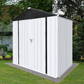 4x6 FT Outdoor Metal Storage Sheds with Apex Roof,Single-Storey Waterproof Roofed Structure Garden Shed w/Lockable Doors,for Lawn Equipment Tool Sundries,White+Black