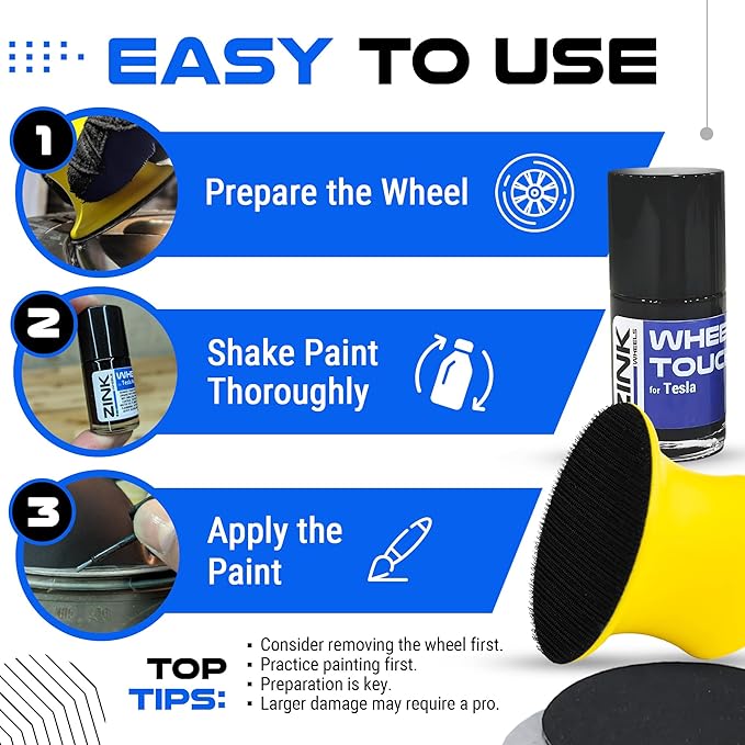 Premium Tesla Wheel Curb Rash Repair Kit for Model 3 20-inch Grey Performance Warp Wheels - DIY Kit with Color-matched Touch Up Paint - Made in USA