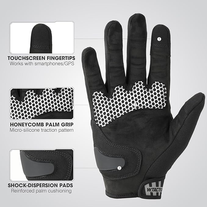 WTACTFUL Lightweight Motorcycle Gloves for Men, Touchscreen Summer Breathable Gloves for Motocross Casual Riding