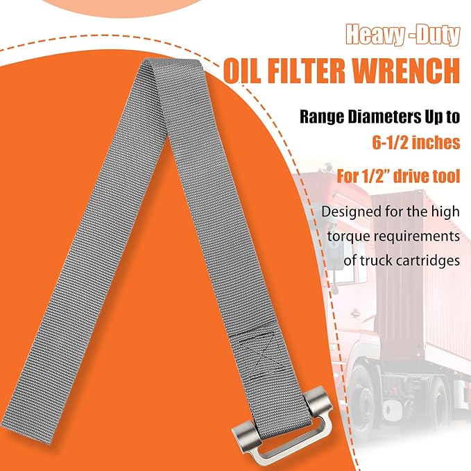 Heavy Duty Strap Oil Filter Wrench for Various Up to 6-1/2 inches Filter & Plumbing Removal Tool