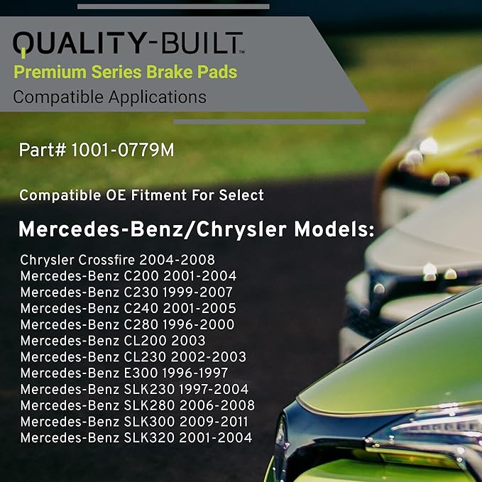 Premium Semi-Metallic Rear Brake Pads (1001-0779M) Compatible with 1996-2011 Chrysler/Mercedes-Benz (C200/C230/C240/C280/CL200/CL230/Crossfire/E300/SLK230/SLK280/SLK300/SLK320)