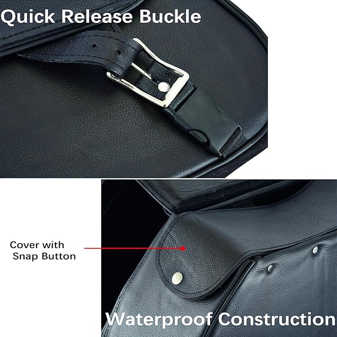 Dream Apparel Naked Cowhide Leather Motorcycle Saddle Bags Throw Over Saddlebags, Motorcycle Side Bags for Honda Shadow Sportster Softail Dyna V-star (Black, No Studs)