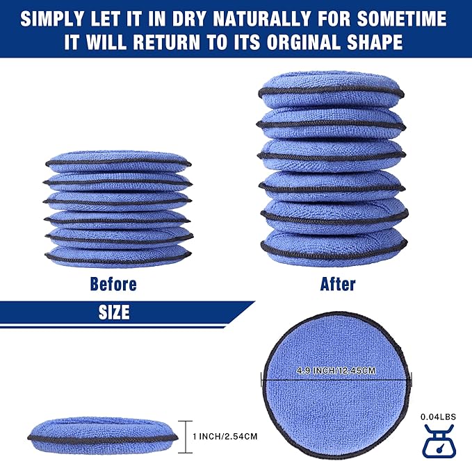 WORKPRO 12-Pack Car Wax Applicator Pads with Finger Pocket, Microfiber Soft Foam Polishing Pads for Car Detailing & Cleaning, Lint-Free, High Resilience