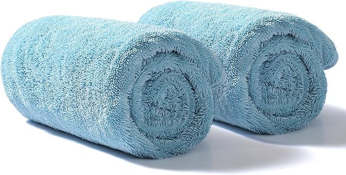 JOYMOOP Microfiber Towels for Cars, 2 Pack 63" x 29.5" Car Drying Towel, Blue Reusable Car Towel, Quick Drying Car Microfiber Cleaning Cloth for RVs, SUVs, Trucks